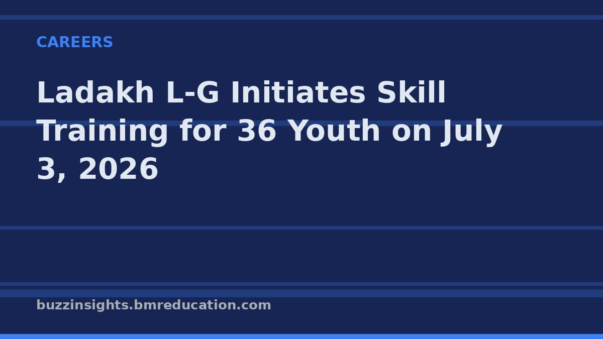 Ladakh L-G Initiates Skill Training for 36 Youth on July 3, 2026