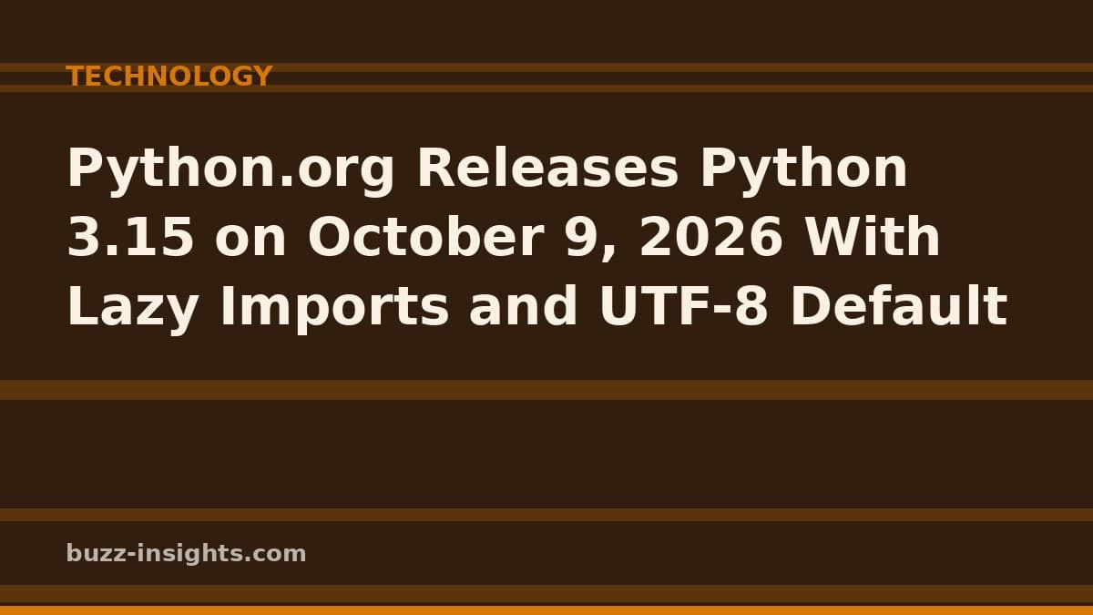 Python.org Releases Python 3.15 on October 9, 2026 With Lazy Imports and UTF-8 Default